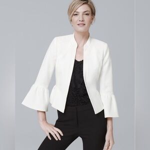 NWT‎ White House Black Market Collarless Petal Sleeve Jacket 10
